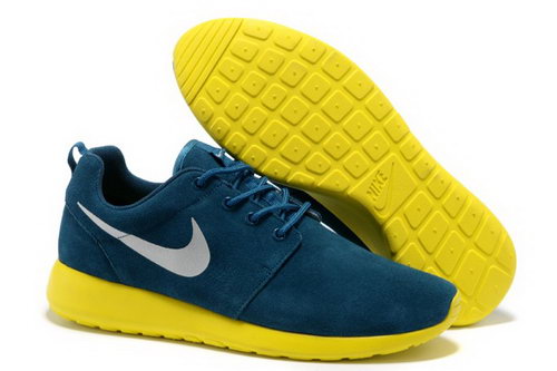 Hot Sale Nike Roshe Mens Running Shoes Wool Skin Online Blue Yellow Promo Code